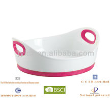 round ceramic baking pan with silicone handles